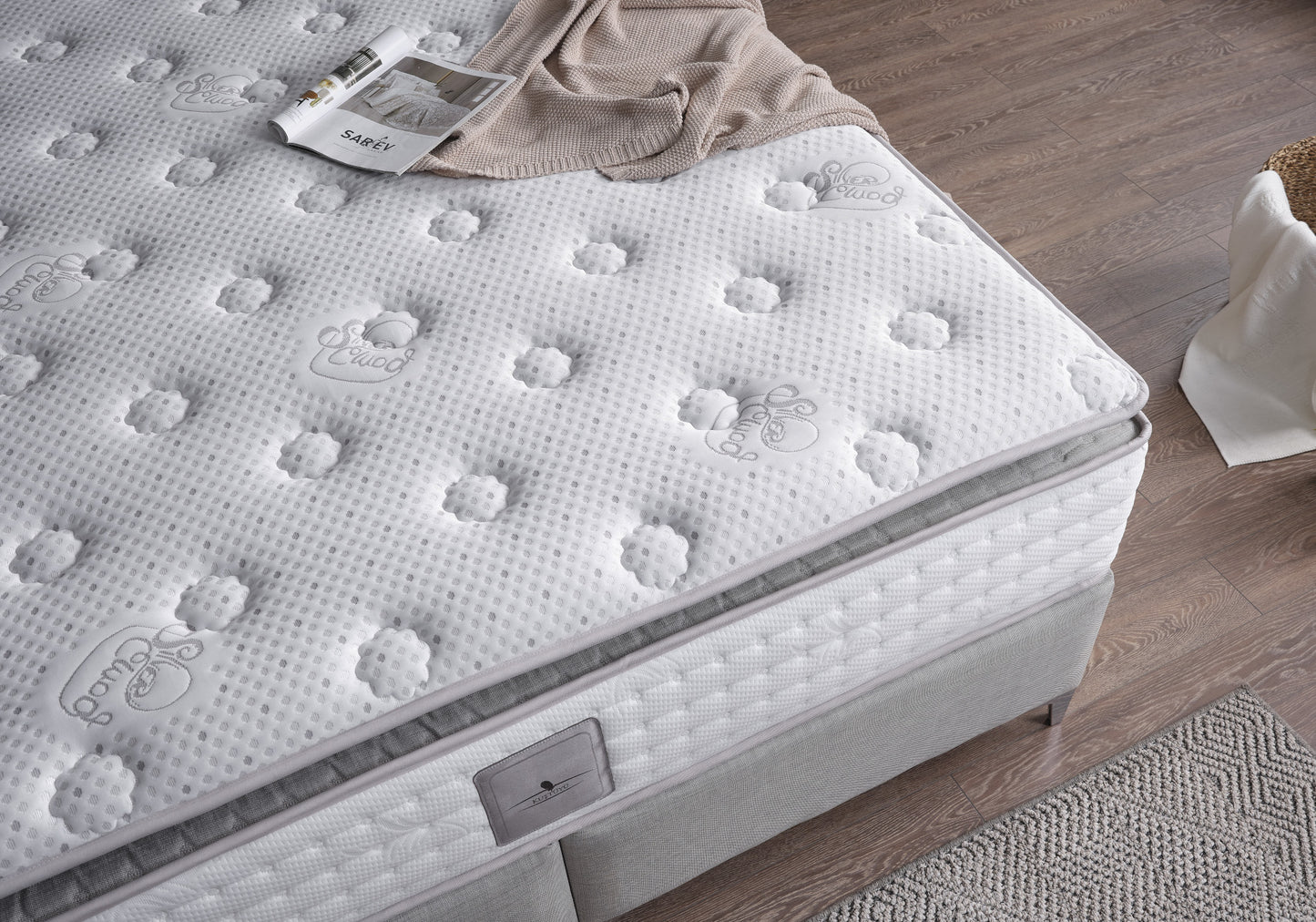 Base de lit avec matelas orthopédique complet gris ANGEL