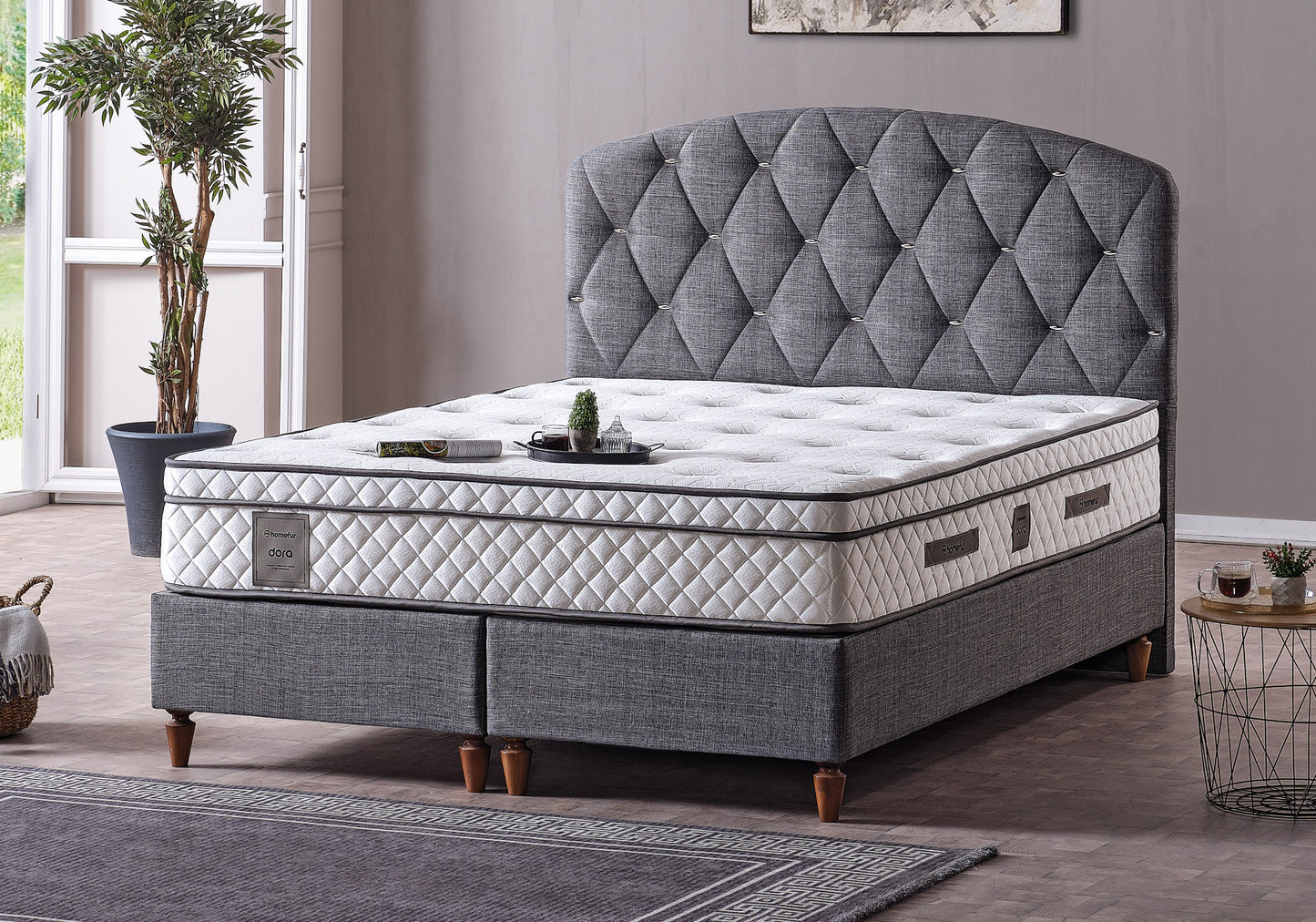 Matelas orthopédique complet avec coussin de tête gris DORA