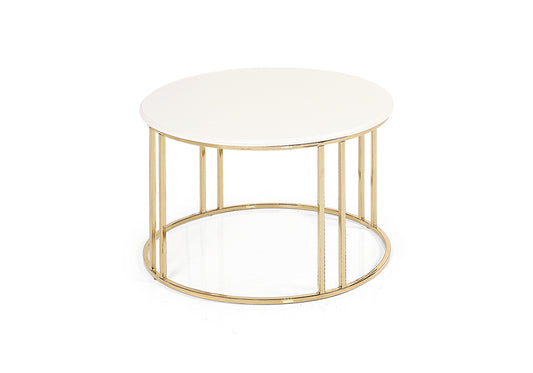 Table basse ronde en or blanc LOTUS