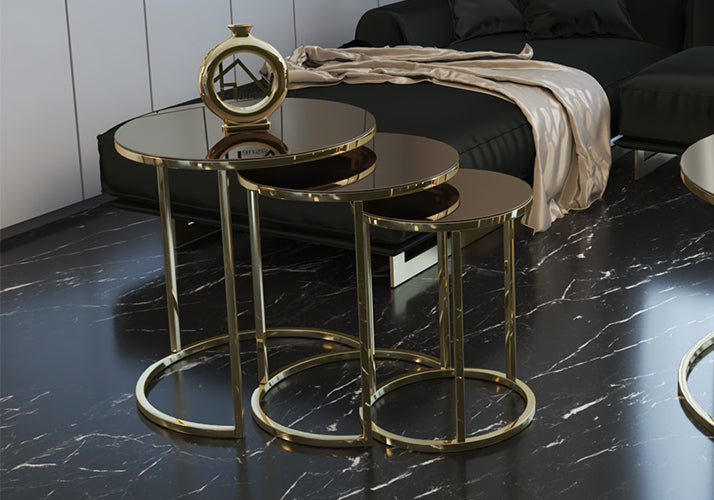 Table gigogne en métal doré miroir bronze ZEN