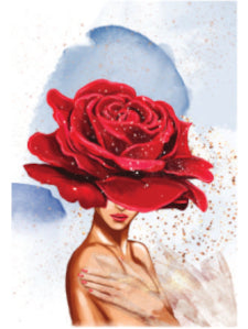 Tableau Femme et Rose Rouge