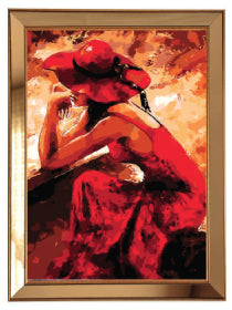 Tableau Femme en robe rouge