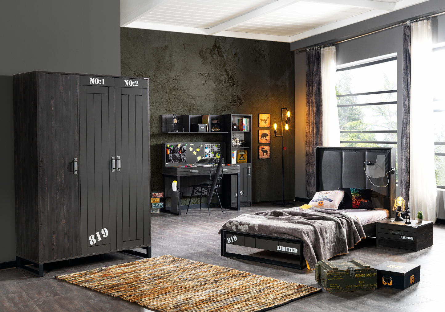 Ensemble Chambre Ado Moderne Gris DARK