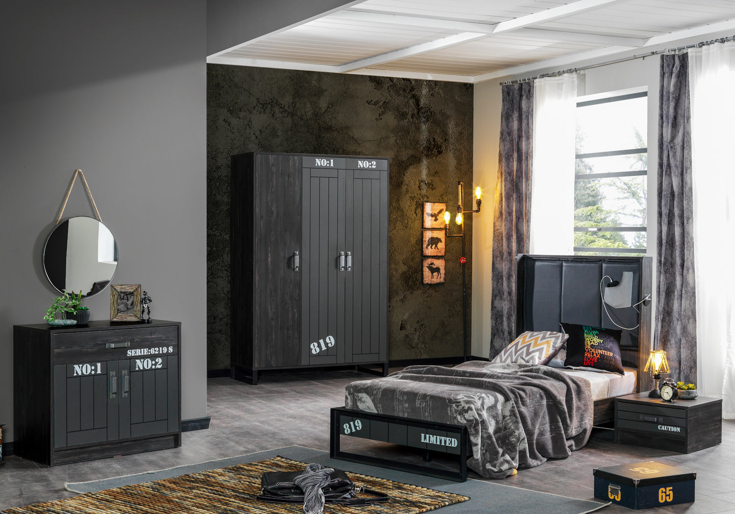 Ensemble Chambre Ado Moderne Gris DARK