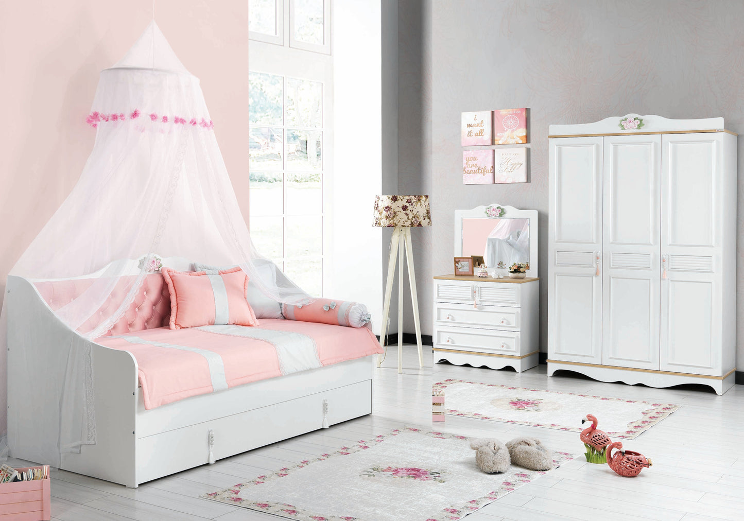 Ensemble de Chambre Jeune Moderne Rose LUNA