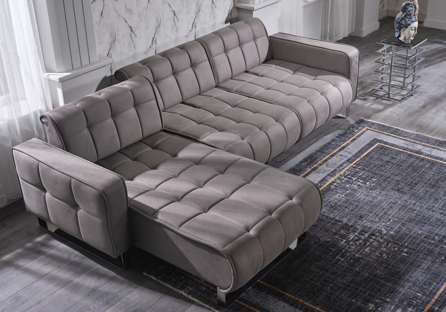 Ensemble canapé d'angle moderne gris MONTANA