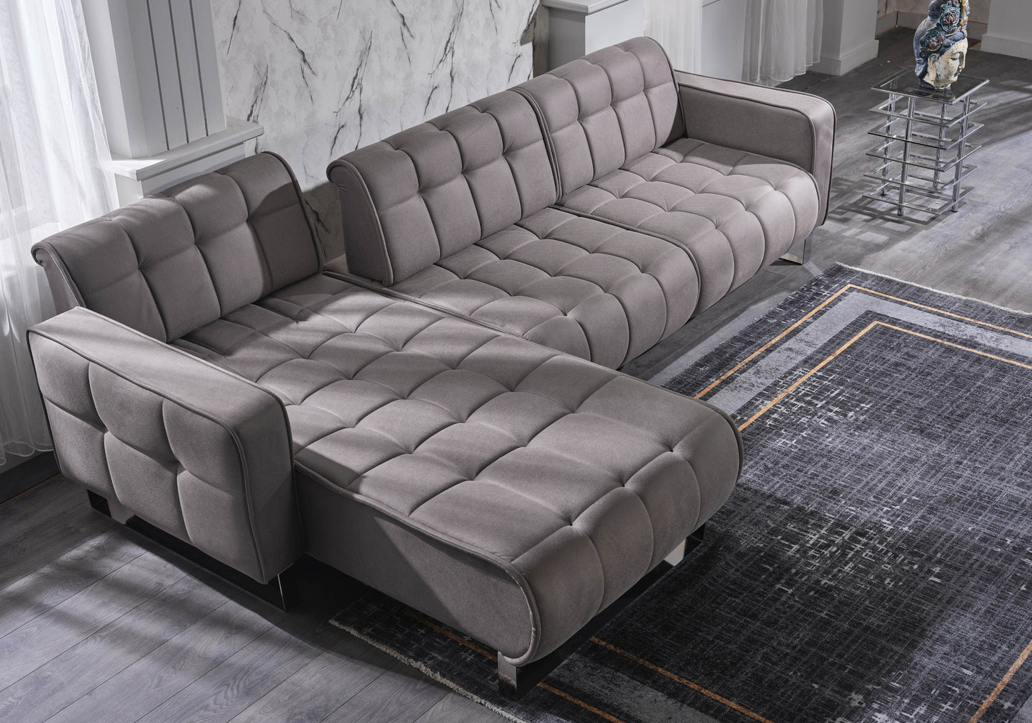 Ensemble canapé d'angle moderne gris MONTANA