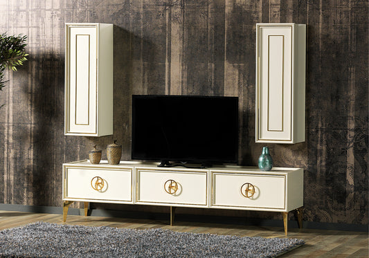 Meuble TV Or Blanc PEARL