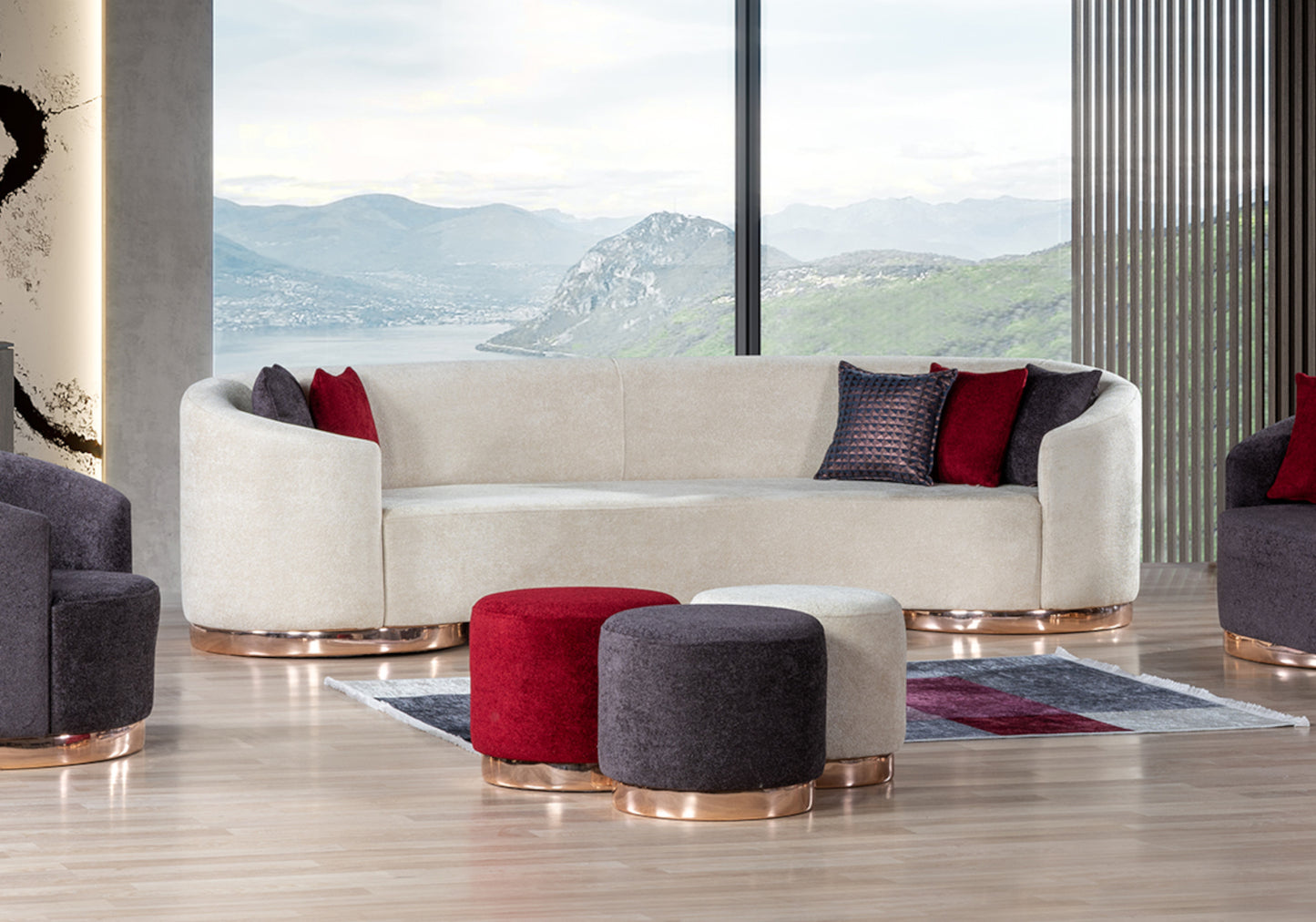 Pouf Moderne Beige LEVANTE