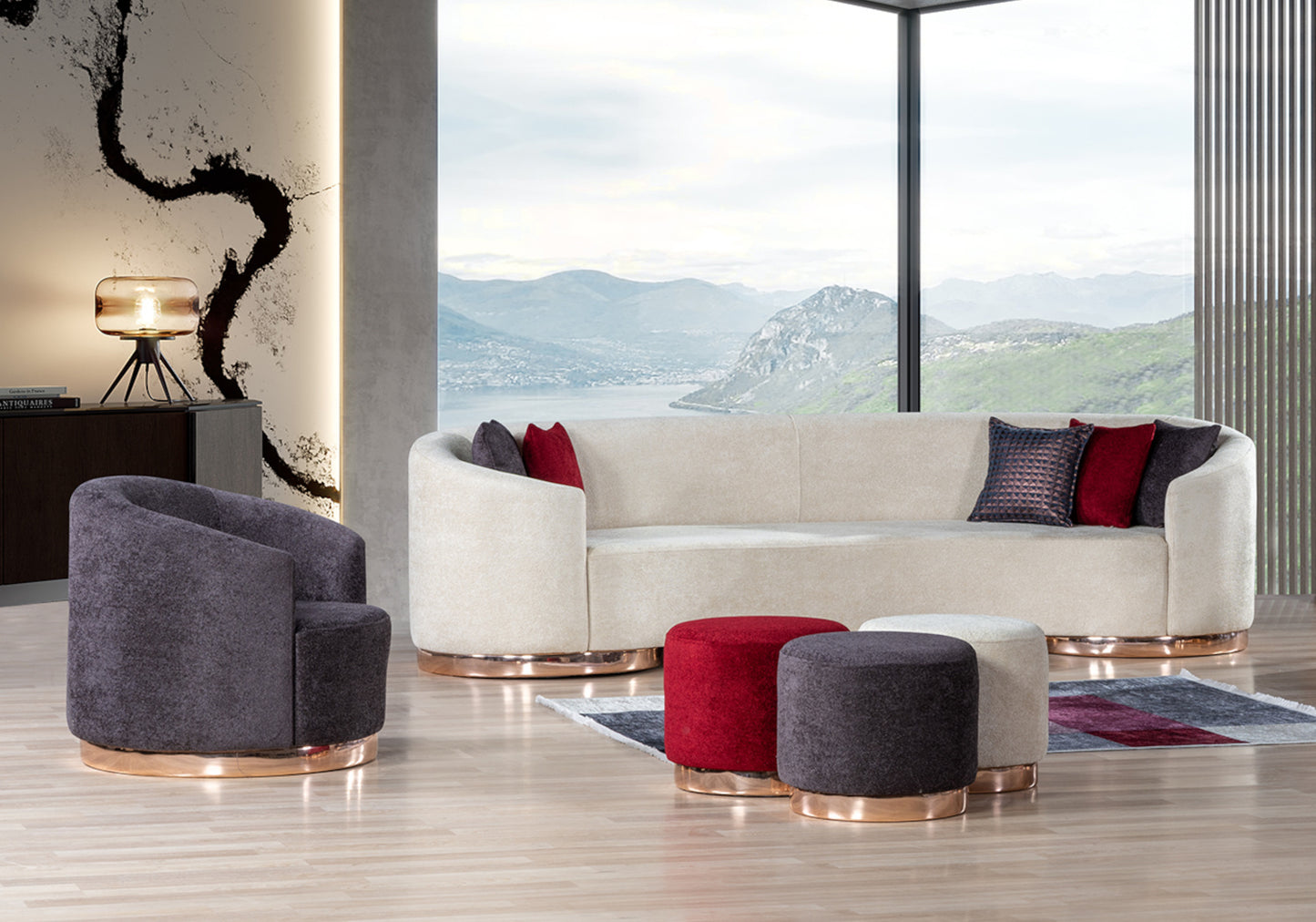 Pouf Moderne Rouge Claret LEVANTE