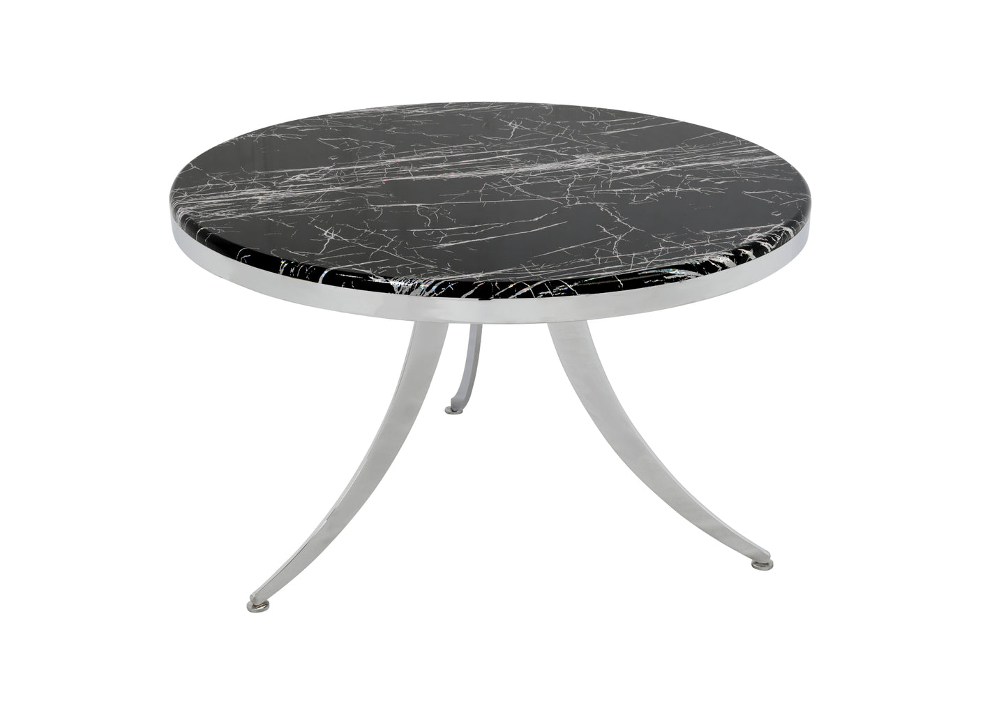 Table Basse Ronde Pion Noir-Chrome OREO