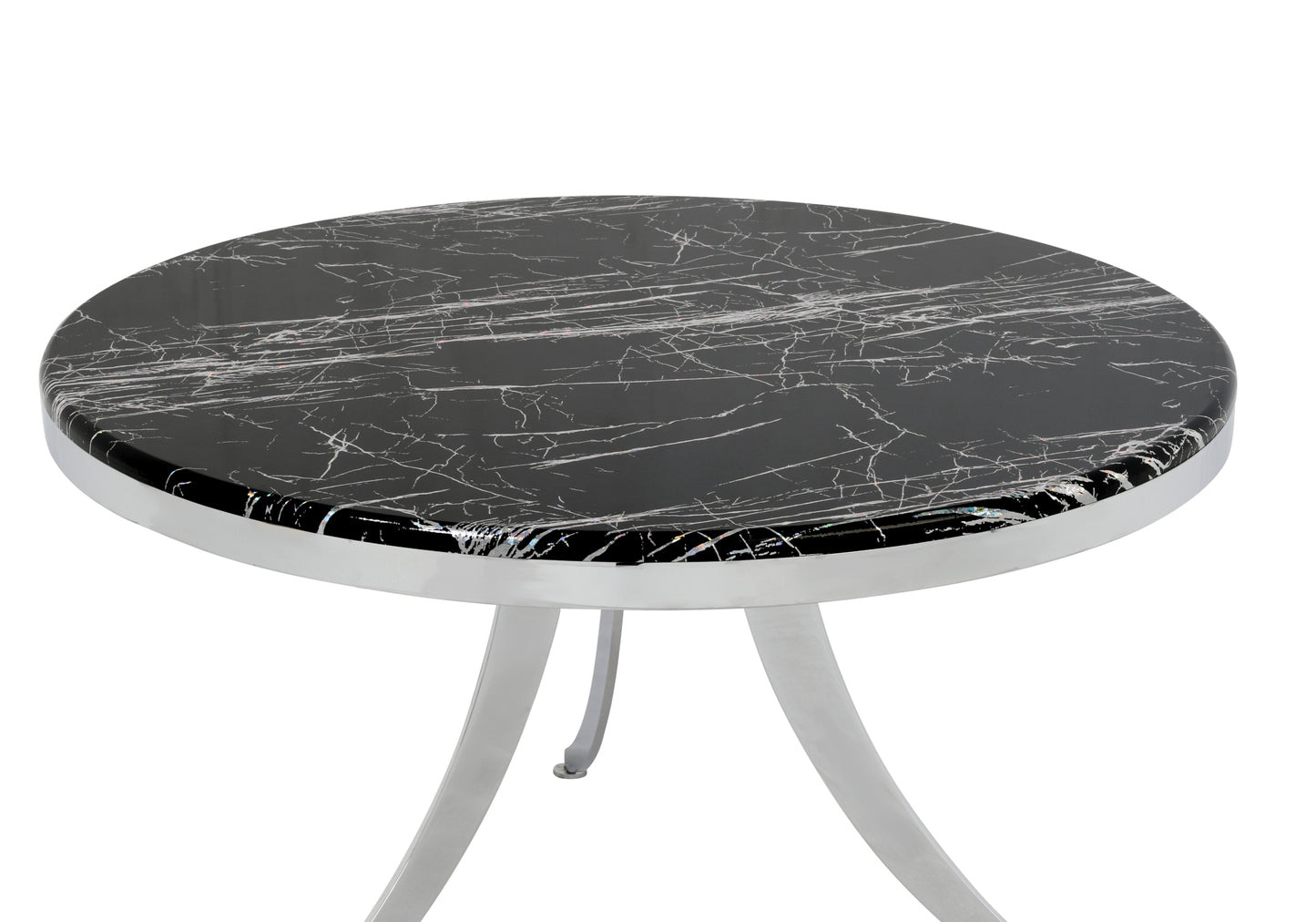 Table Basse Ronde Pion Noir-Chrome OREO