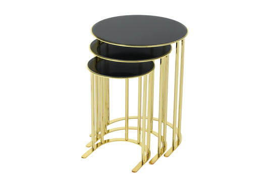 Table Gigogne Ronde Noir Or LEON