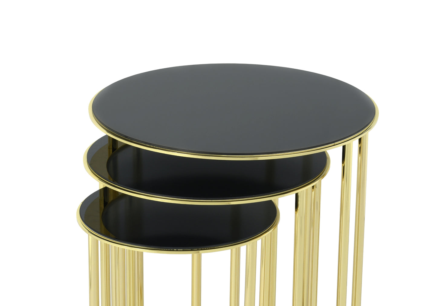 Table Gigogne Ronde Noir Or LEON