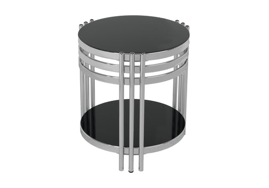 Table Gigogne Ronde Noir Chrome ZEUS