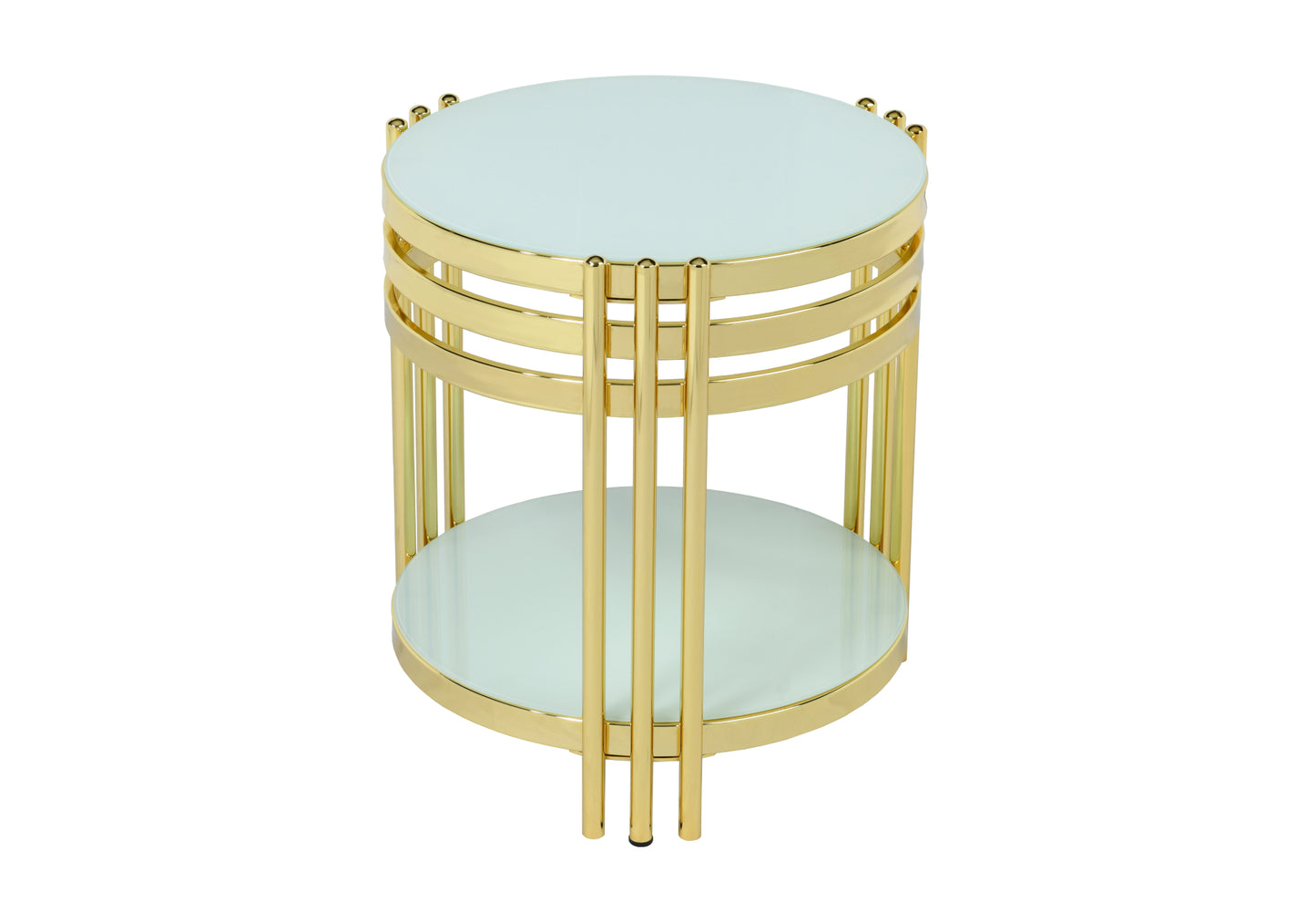 Table gigogne ronde blanc perle ZEUS