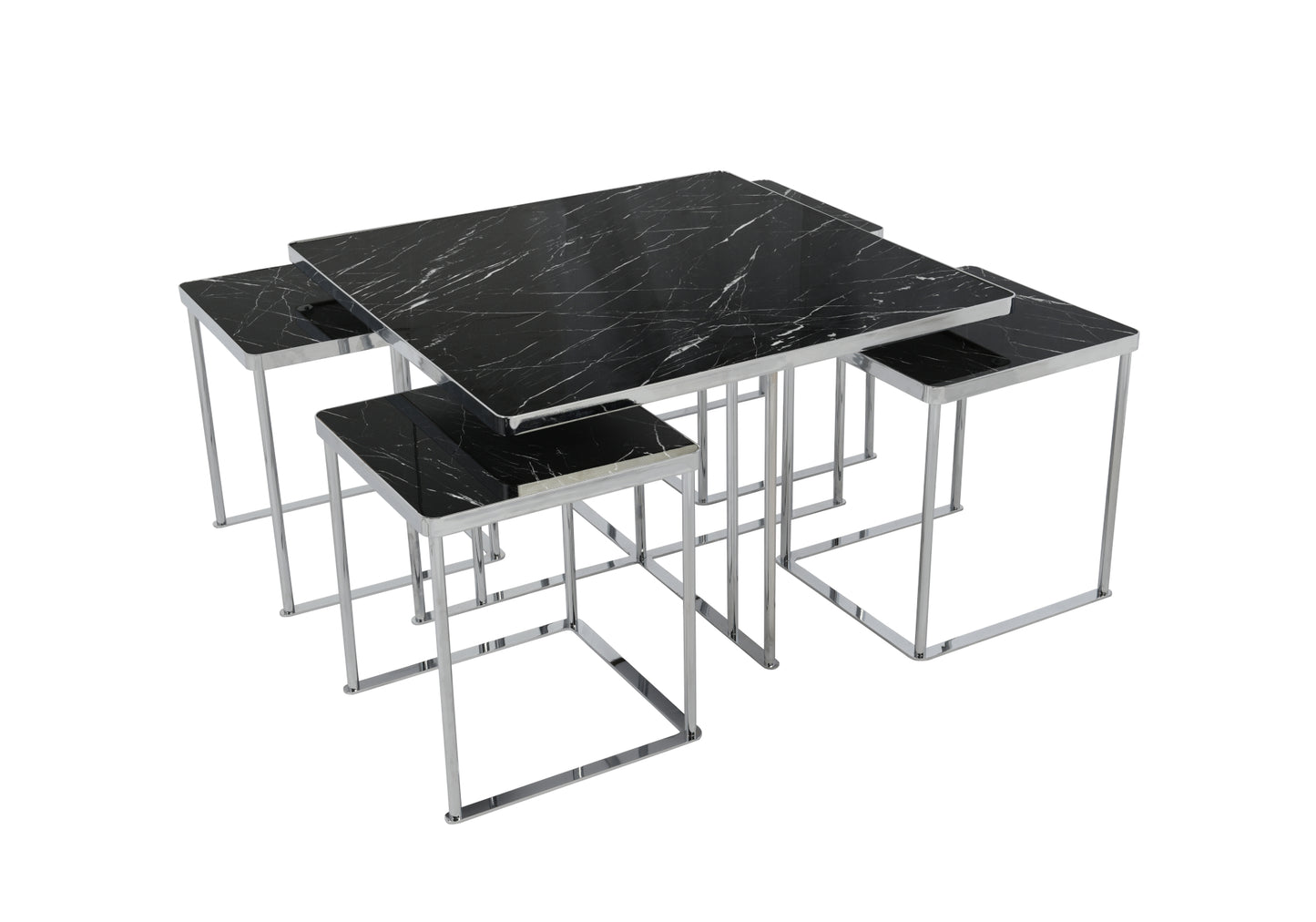 Table Basse Carrée avec Veines Noires 4+1 LARA