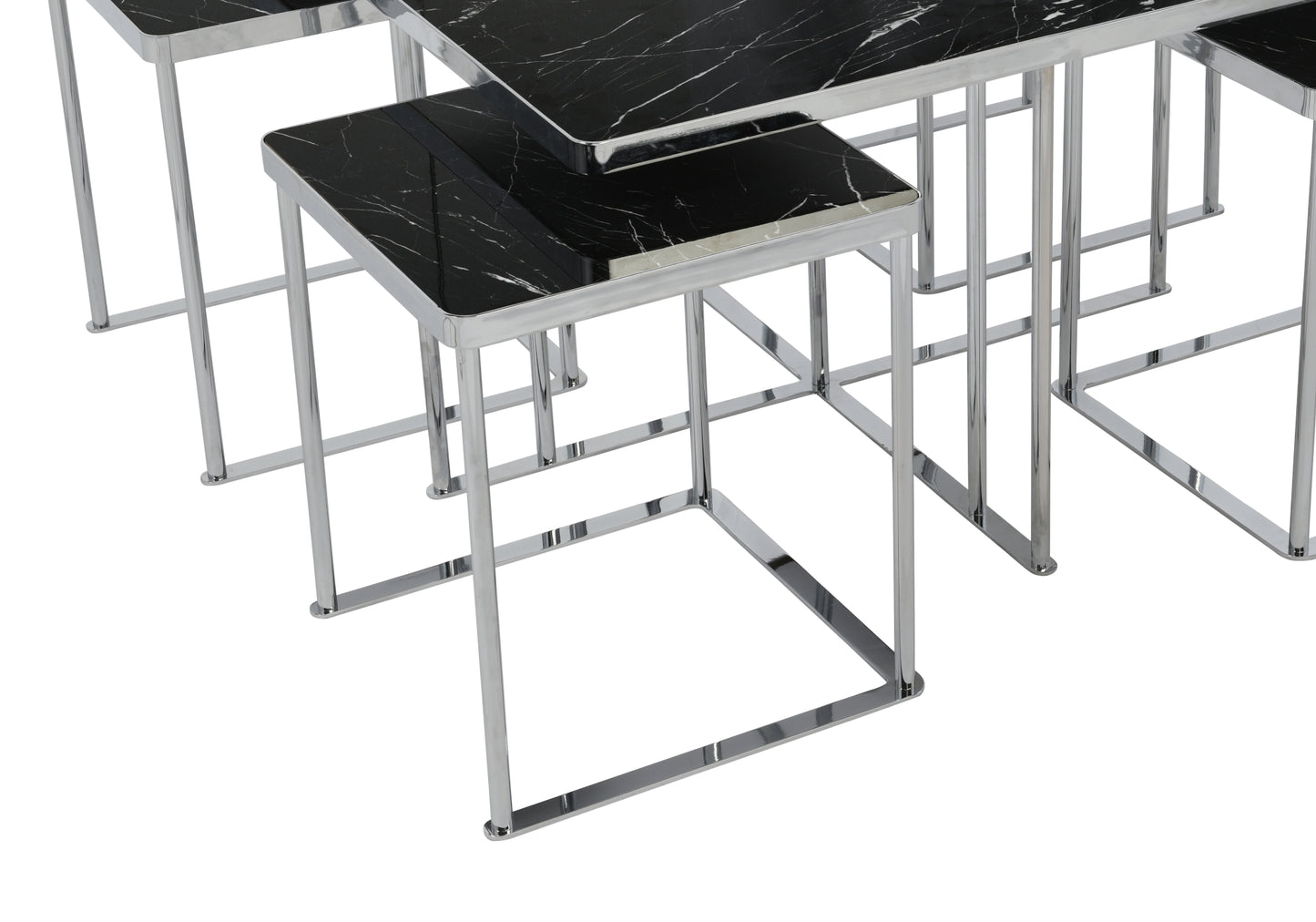 Table Basse Carrée avec Veines Noires 4+1 LARA