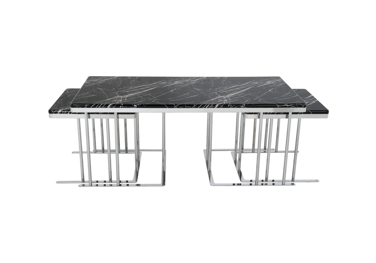 Table Basse Rectangulaire Noir-Chrome 2+1 SOLO