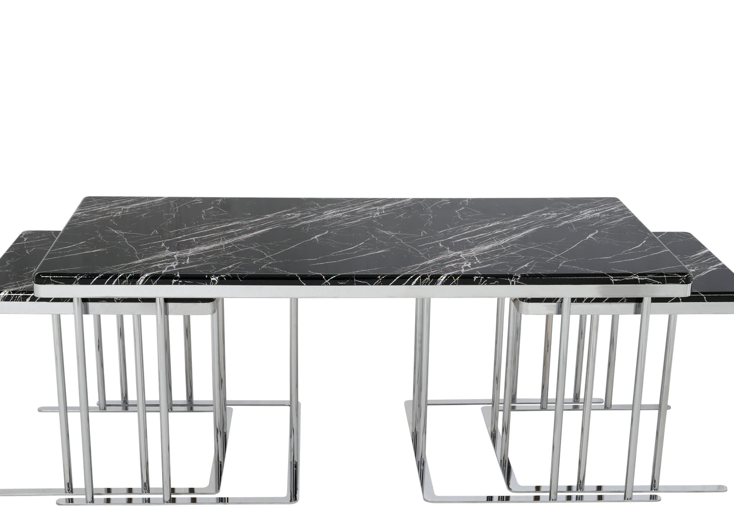 Table Basse Rectangulaire Noir-Chrome 2+1 SOLO