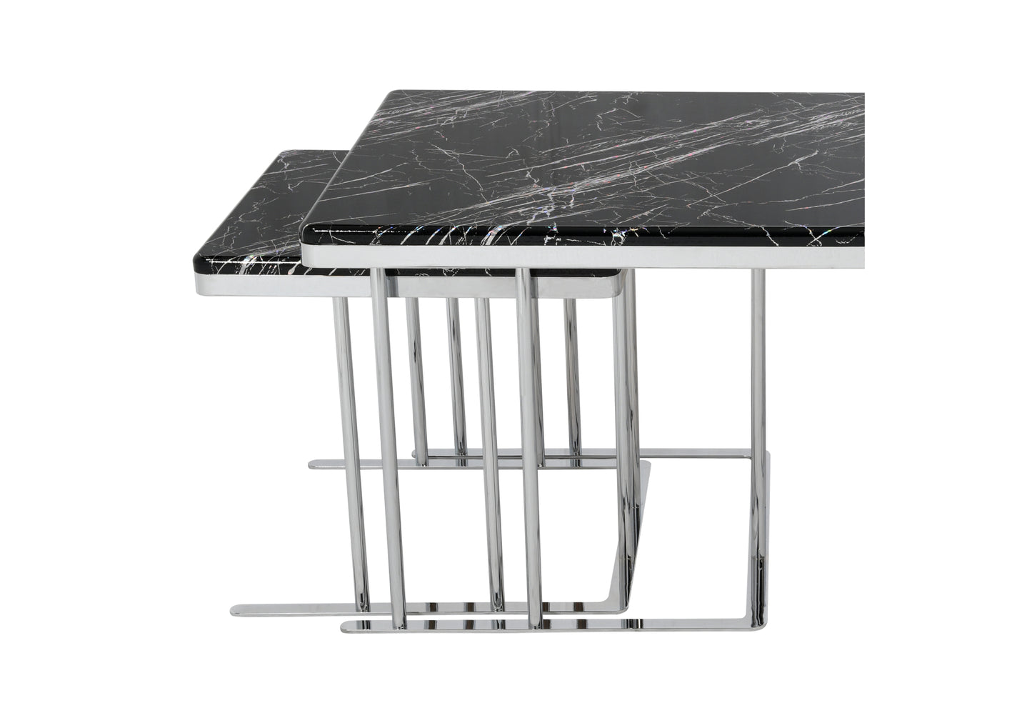 Table Basse Rectangulaire Noir-Chrome 2+1 SOLO