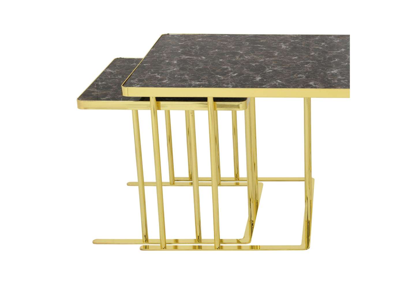 Table basse rectangulaire pierre marron 2+1 SOLO