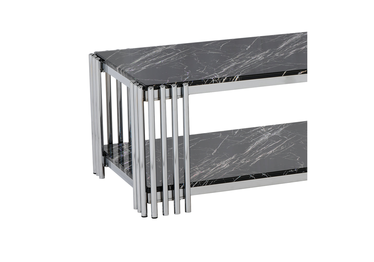 Table basse rectangulaire en osier noir-chrome ALIZE