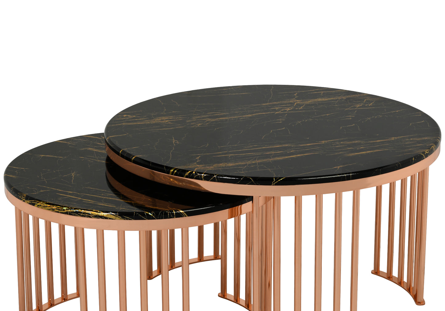 Table Basse Ronde Noir Or 1+1 BAHAMA