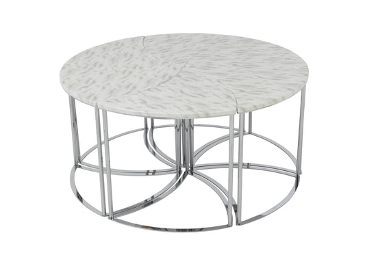 S/ Table Basse Hexagonale Marbre Blanc DOMINO