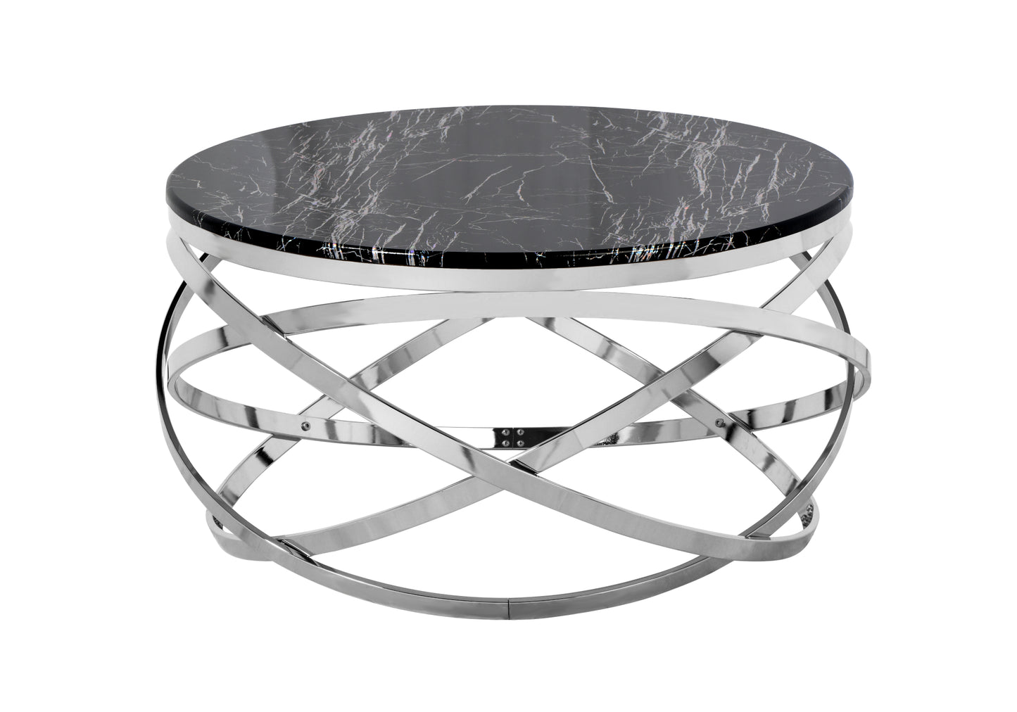 Table basse moderne noir-chrome PERA