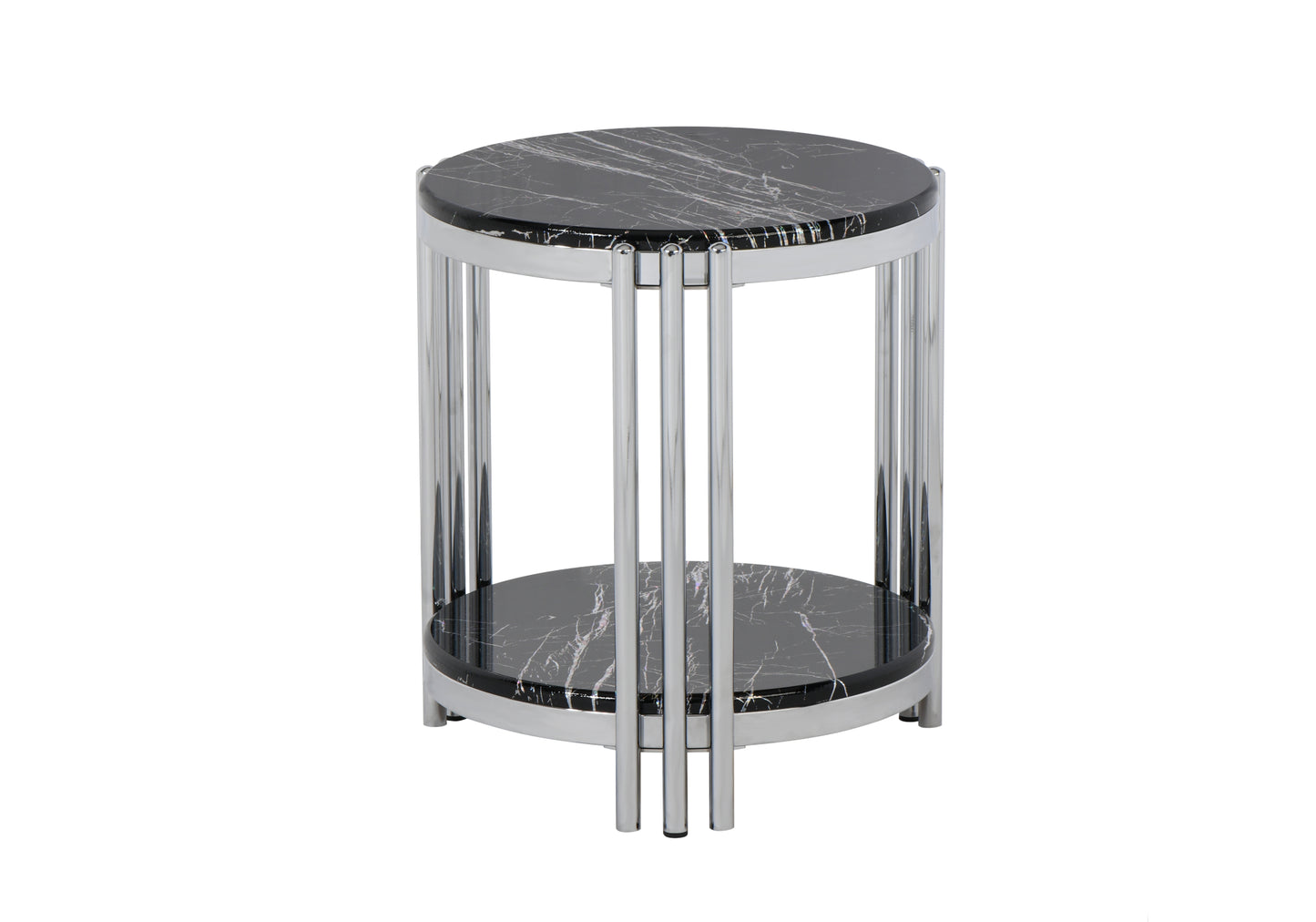 Table Basse Ronde Osier Noir-Chrome 1 + 1 BOLERA