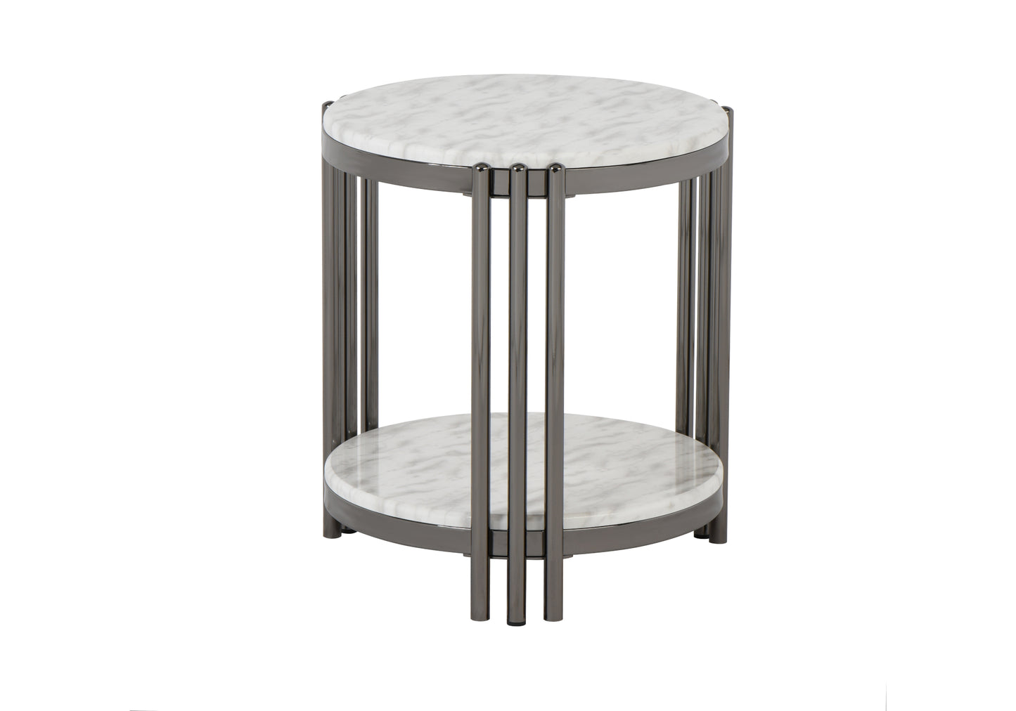 Table d'appoint ronde en osier et marbre blanc BOLERA