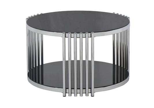 Table basse ronde en osier noir BOLERA