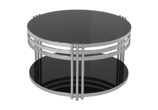 Table Basse Ronde Noir Chrome ZEUS