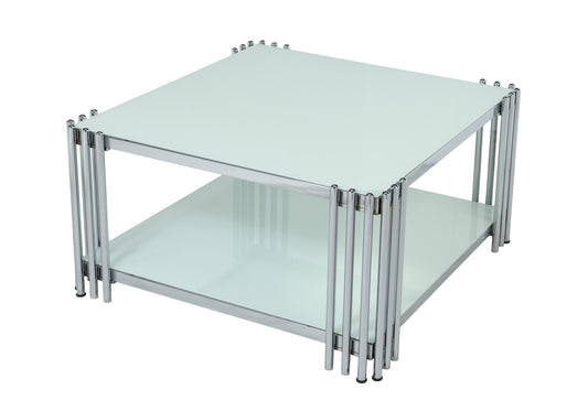 Table Basse Carrée Osier Nacre Blanc ALIZE