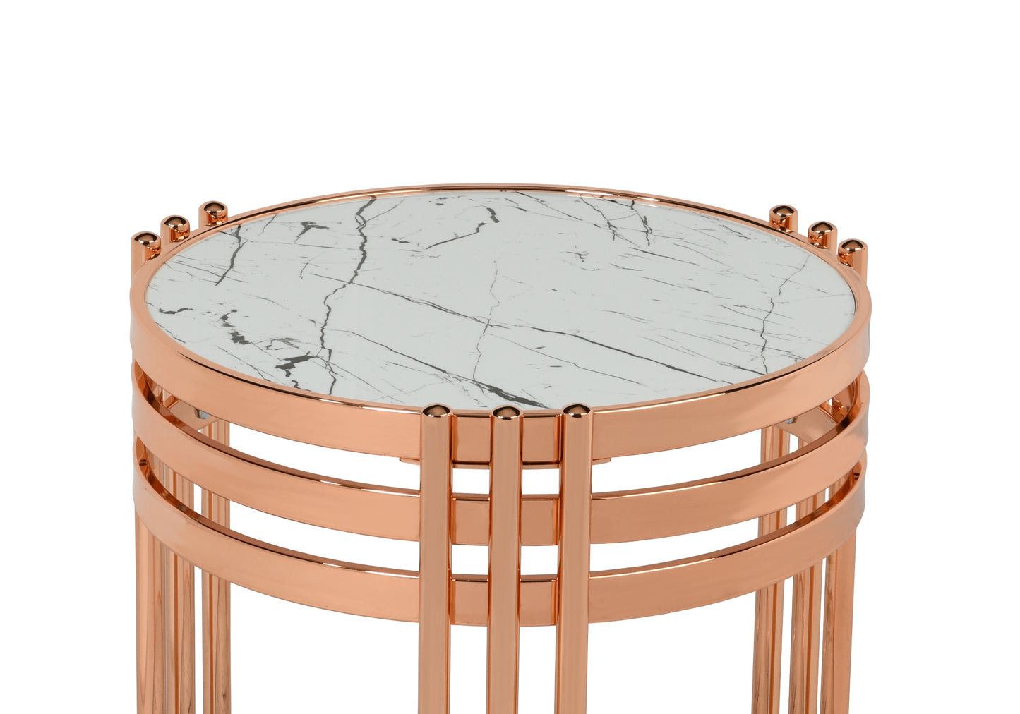 Table Gigogne Ronde Blanc Veiné ZEUS