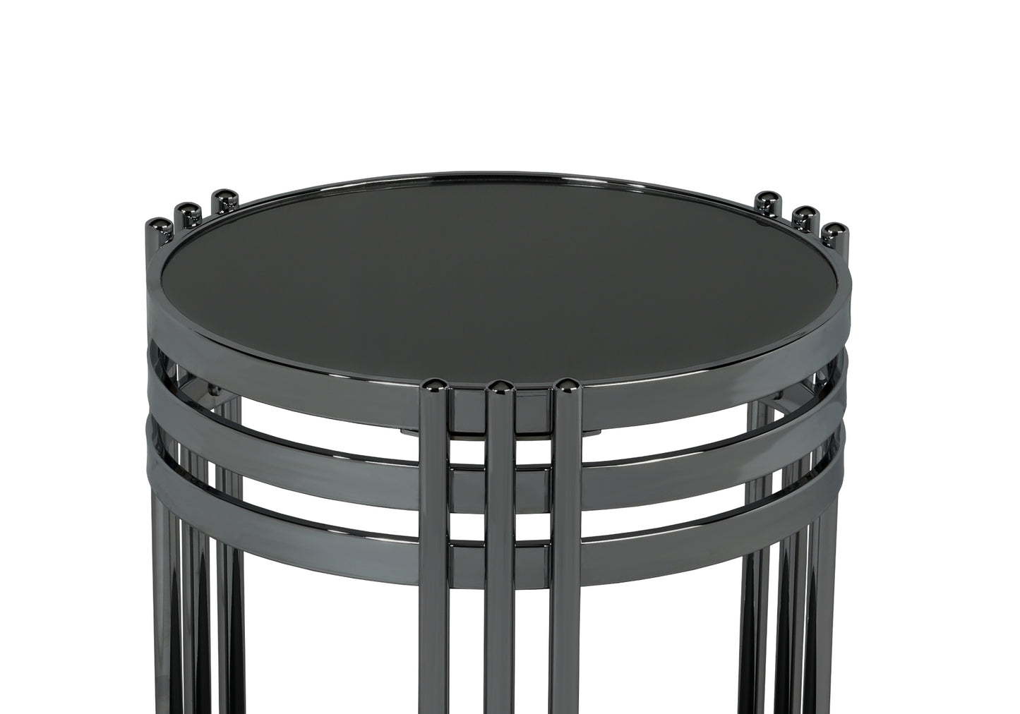 Table gigogne ronde noir fumé ZEUS