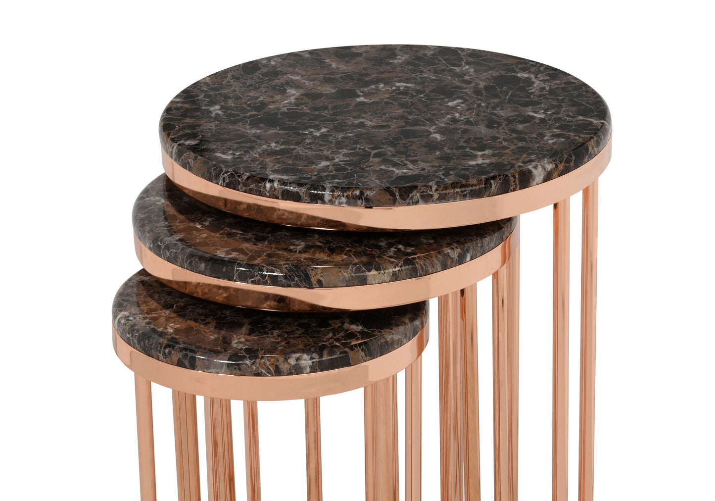 Table gigogne ronde pierre marron LEON