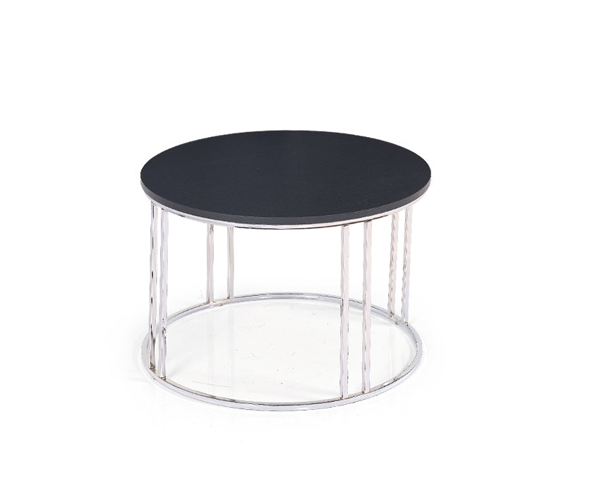 Table basse ronde noir argent KARACA