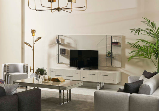 Ensemble Meuble TV Argent Blanc IBIZA