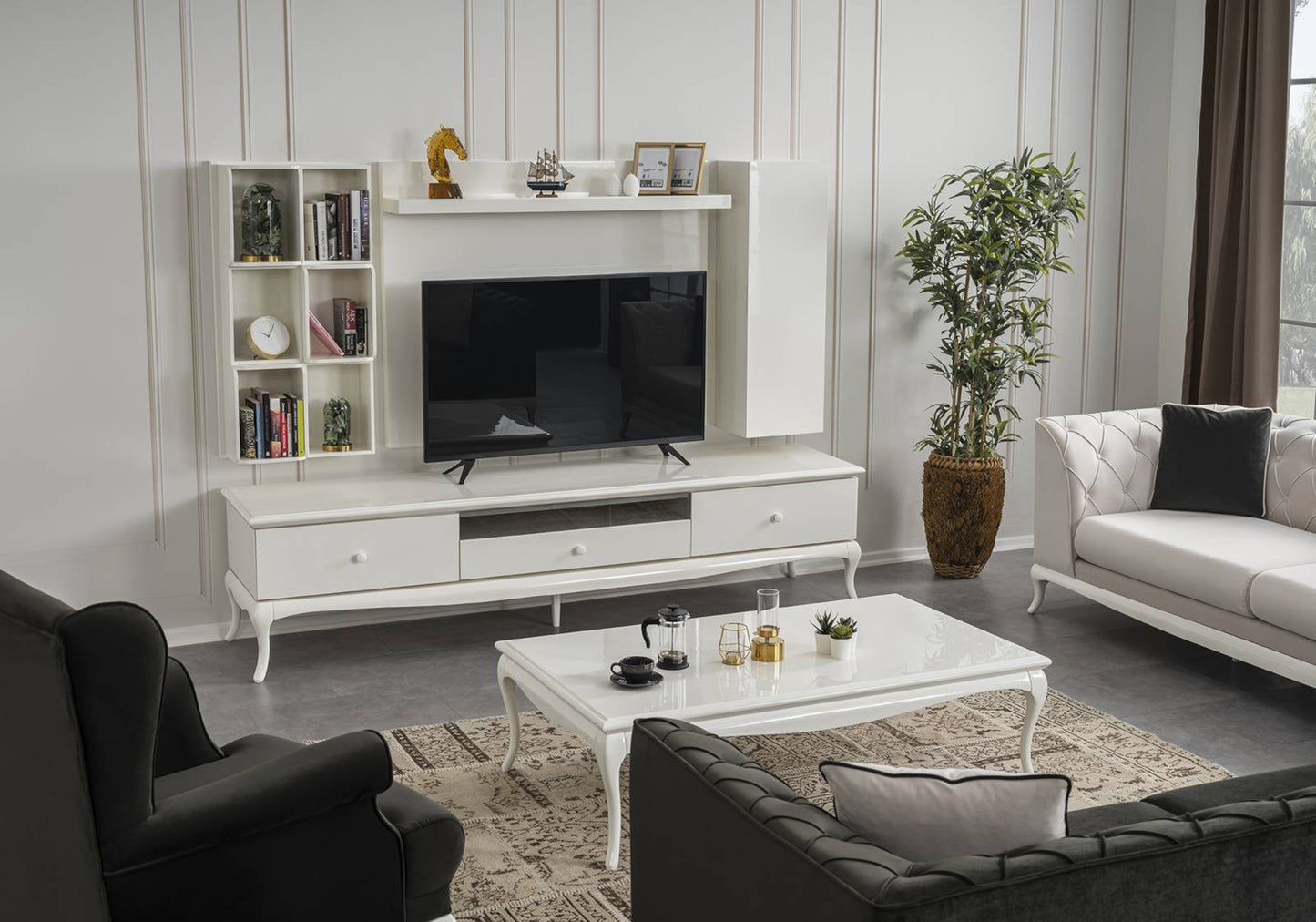 Meuble TV Etagère Supérieure Blanc ART