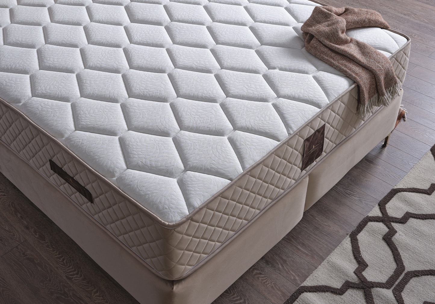 Sommier tête de lit matelas orthopédique complet Beige LİLİT