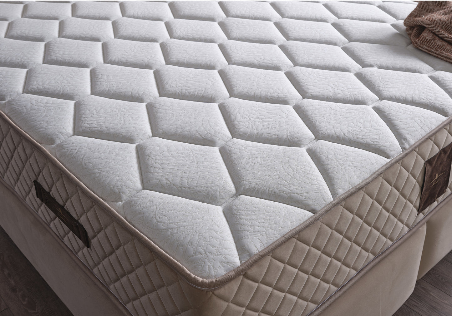 Sommier tête de lit matelas orthopédique complet Beige LİLİT