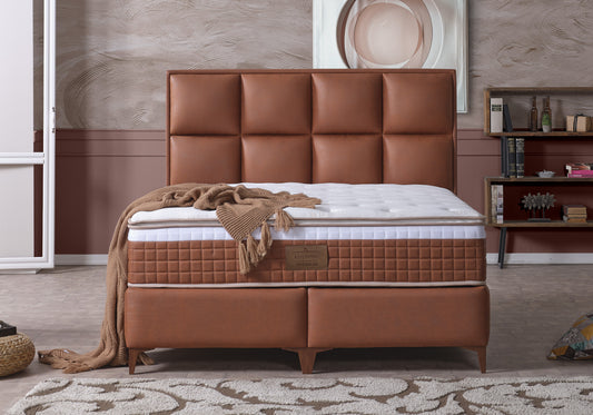 Tête de lit avec coussin orthopédique complet, moderne, marron, COMO