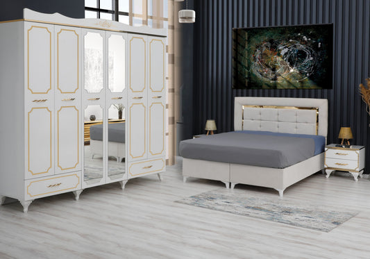 Ensemble de chambre à coucher moderne blanc EMERALD