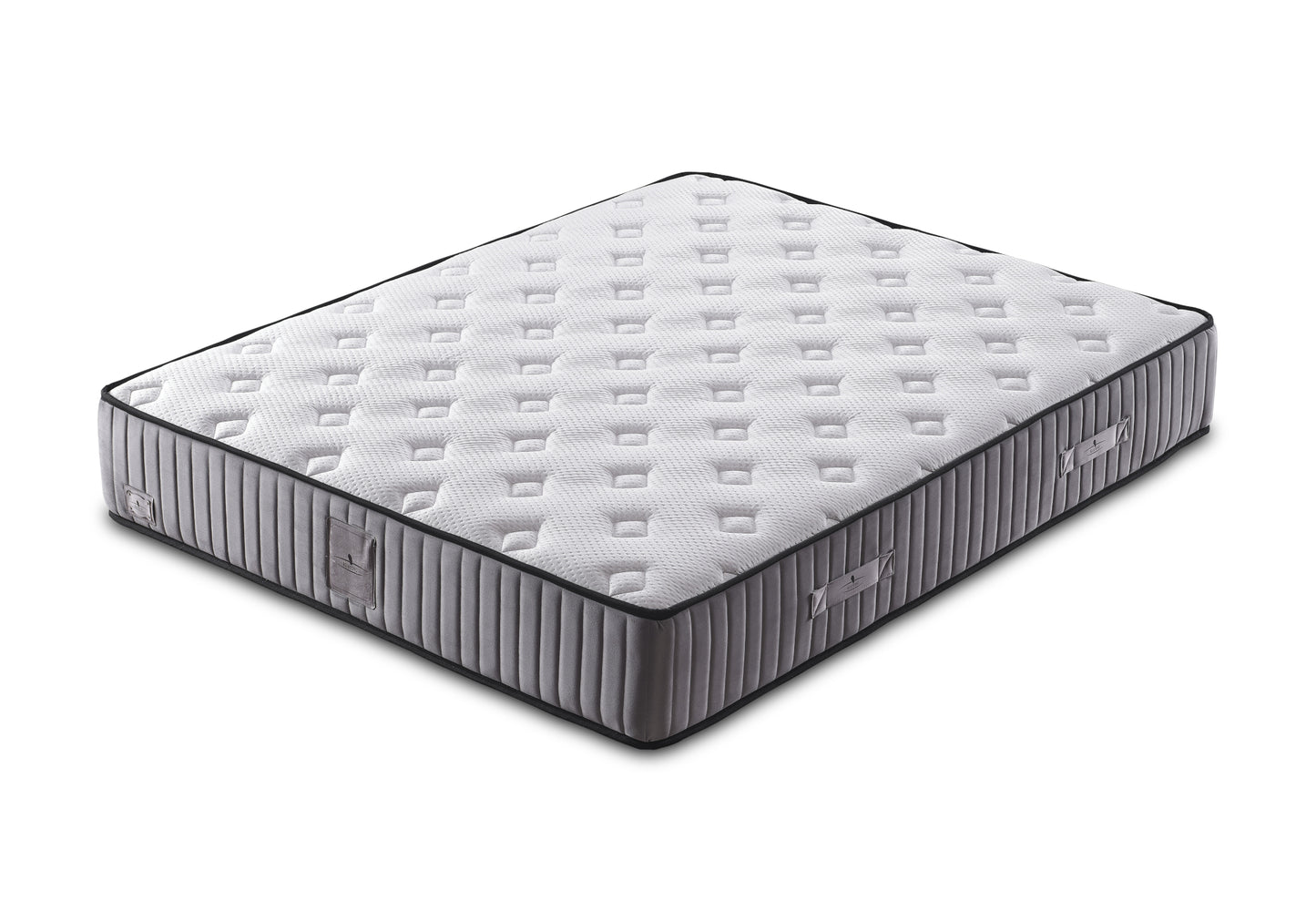 Sommier tête de lit matelas orthopédique complet gris FANCY